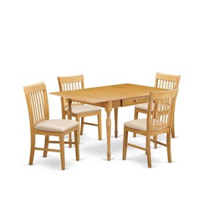 5-Piece Natural Oak Finish Solid Wood Top - Rectangular Dining Room Set (Seats 4) - 1 of 4
