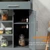 Resenkos Compact Kitchen Island Cart on Wheels with Wood Top and Drawer, Gray - 4 of 4