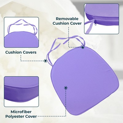 Purple Memory Foam Dining Chair Cushion Pads Set of 2