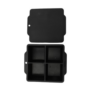 Unique Bargains 4-Cavity Square Ice Tray with Color-Matched Lid Hand Wash Only Silicone 4.72"x4.33"x2.17" 1 Pc - 1 of 3
