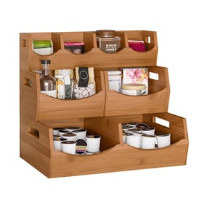 Seville Classics 2pc Bamboo Stackable Organizer Storage Bins Set - 1 of 4