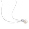 EVERLY JEWELRY | Sterling Silver 8.5-9mm White Cultured Freshwater Pearl and 5/8ct TGW Created White Sapphire Solitaire Pendant with Chain, 18" - 2 of 4