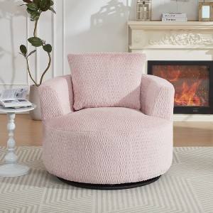 TiramisuBest 360 Swivel Compressible Accent Chair,Modern Faux Fur Lounge Chair for Living Room, Office, Apartment, Pink - 1 of 4