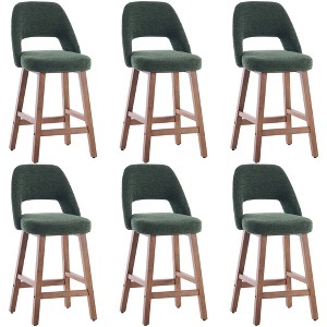 YOUNIKE Counter Height Bar Stool 26 Inch Modern Farmhouse Barstools with Solid Wood Legs Upholstered Bar Height Chair Boucle Fabric - 1 of 4