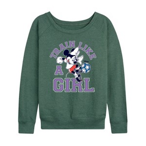 Women's - Disney - Train Like A Girl Lightweight French Terry Wide Neck Long Sleeve Shirt - 1 of 4
