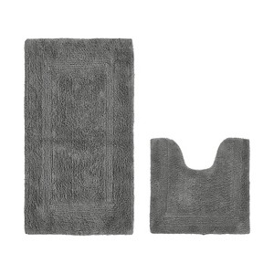 Lux Premium 100% Cotton Tufted Solid Reversible 2 Piece Bath Rug Set – Ultra-Soft, Water-Absorbent, Durable, Machine Washable Bathroom Rug - 1 of 4