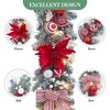 GustoWave Pre-Lit 6 Feet Christmas Garland, Silver and White Lighted Xmas Garland with 20 LED Lights, Balls, Snowflake, Ribbon Bow - 2 of 4