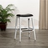 FONTOI 32" Upholstered Barstools with Black Leather Seat, Bar Stools without Backs for Living Room Kitchen, White, 17"*32"*20" - 2 of 4