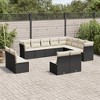 vidaXL 12 Piece Patio Sofa Set with Cushions Black and Cream Poly Rattan - Without Table - 2 of 4