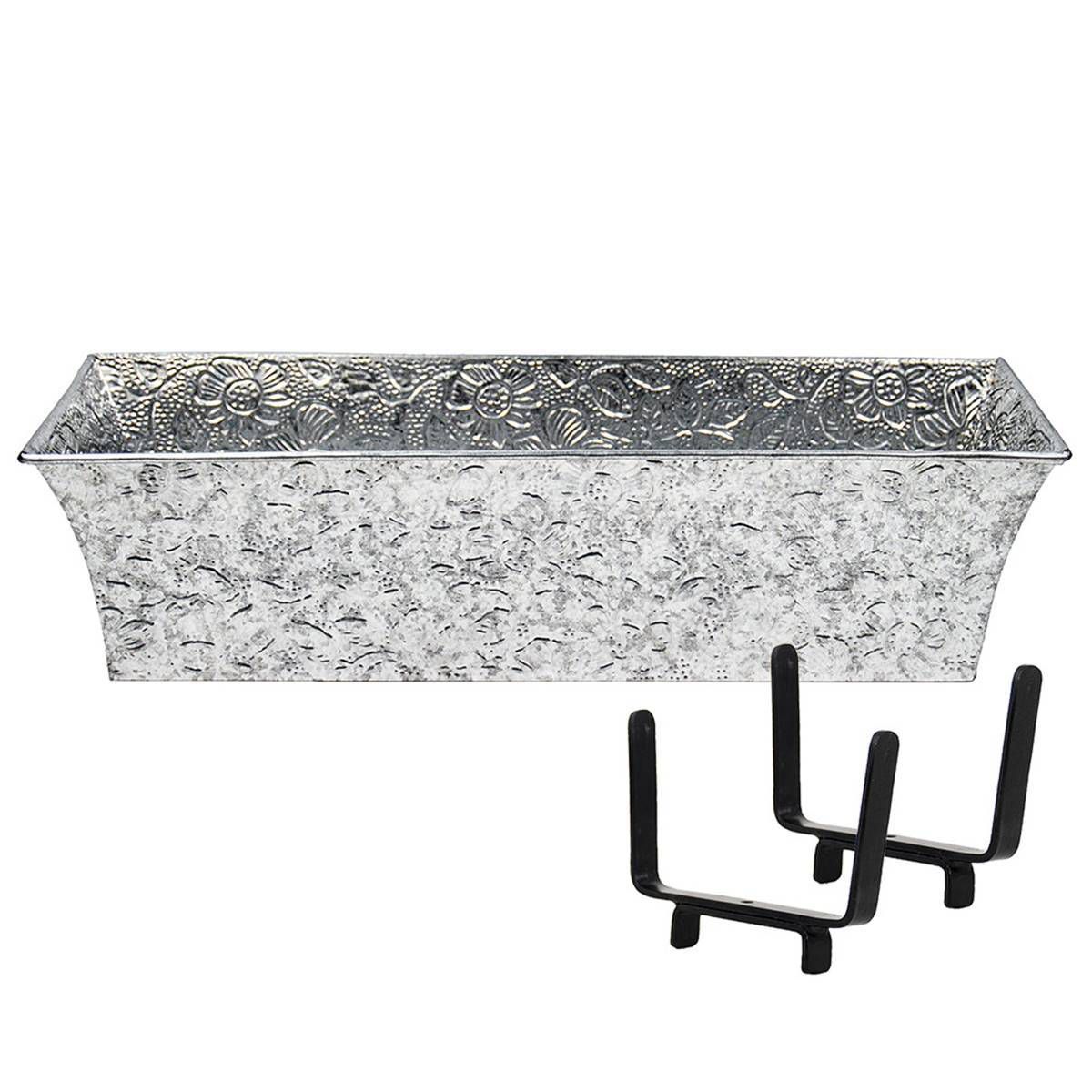 24" Steel Handrail Flowerbox Bracket Kit Black - ACHLA Designs: Deck Railing Planter Holders