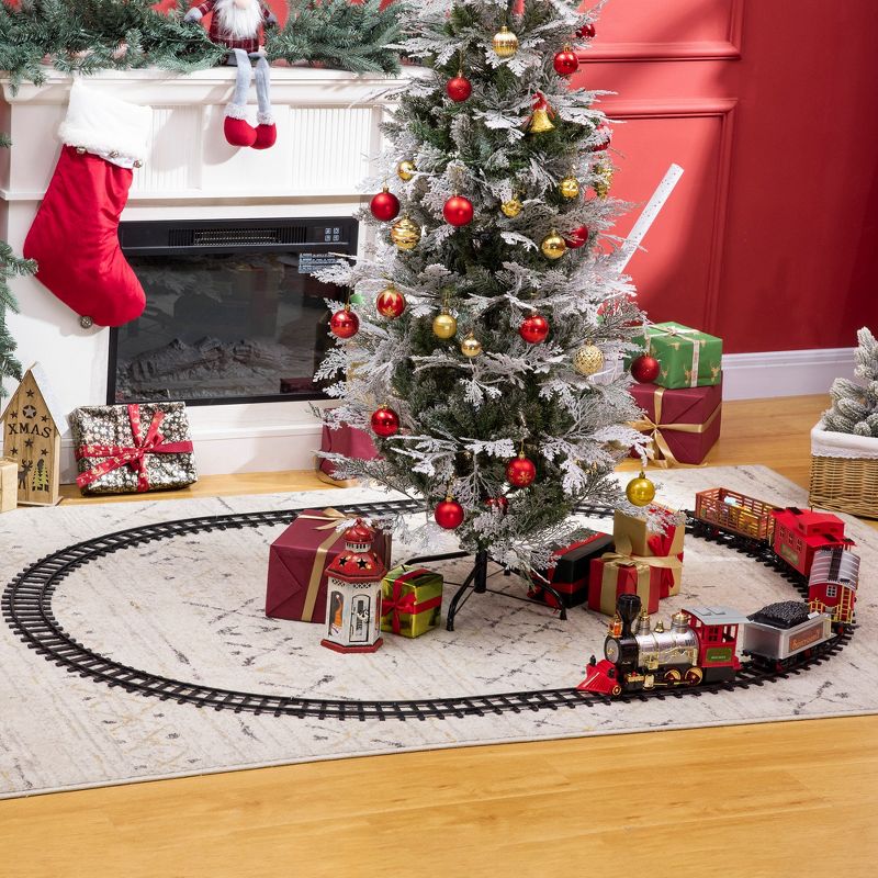 Qaba Sounds & Lights Christmas Tree Train Set for Under the Tree with Large Tracks, North Pole Express Train Set Holiday Toy for Kids, Christmas Gift, 2 of 7