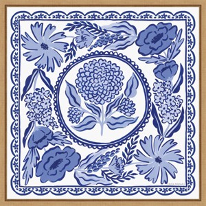 Amanti Art 22"x22" Blue Reverie VI by Laura Marshall Framed Canvas Wall Art - 1 of 4