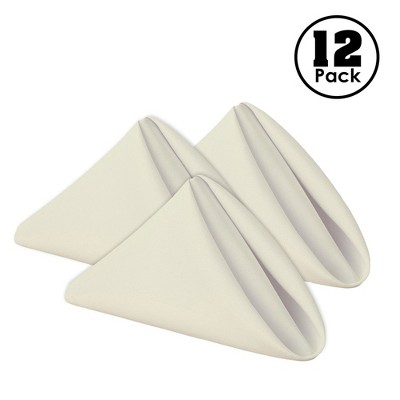 Ivory 17" x 17" Heavy Duty Polyester Cloth Napkins - Set of 12