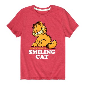 Boys' - Garfield - Never Trust Smiling Cat Short Sleeve Graphic T-Shirt - 1 of 4