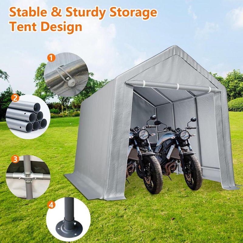 Outdoor Carport Storage Tent Garage Heavy Duty Shed Car Shelter Canopy, 3 of 7