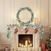 VEVOR Christmas Garland, 9-FT Realistic Greenery Decorated with Vines, Olive Leaves, and Berries, Evergreen Faux Garlands with Light String ,Green - 2 of 4