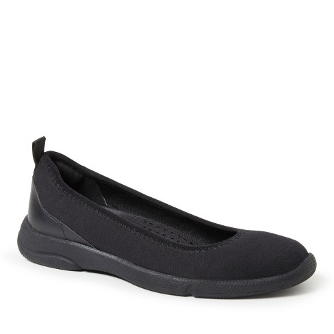 Dearfoams Women's Mia Ballet Flat Indoor/Outdoor Slip Ons - Black Size 8