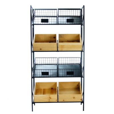 VIP Metal 22 in. Brown 4-Level Planter Stand