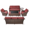 Buenhomino 8 Piece Patio Furniture Set Outdoor Sectional Sofa,High Back Patio Swivel Rocker Chairs with Ottomans Coffee Table,Brown Wicker - 2 of 4