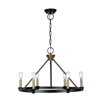Notting Hill Black and Brass 6-Light Candle Chandelier