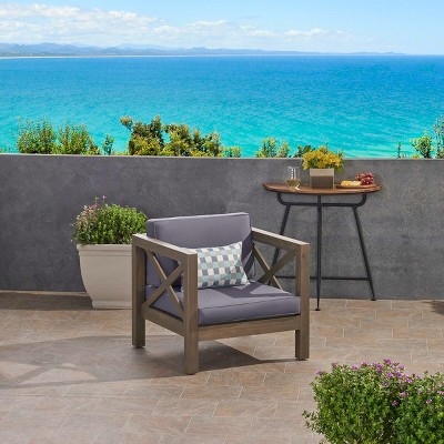 Outdoor Club Chair,Mid-Century Modern Acacia Wood Club Chair With Cushion Seat,Outdoor Furniture,Club Chair For Patio,Garden-Cuddlewood