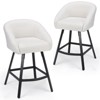 Sapphtopaz Modern Bar Stools Set of 2 with Mid-Back & Armrest Upholstered Counter Height Stools with Metal Legs & Footrest for Kitchen Island - 4 of 4