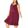 Agnes Orinda Women's Plus Size Sleeveless Ruffle Tiered Hem Comfy Lovely Cat Midi Tank Nightgown - 2 of 4