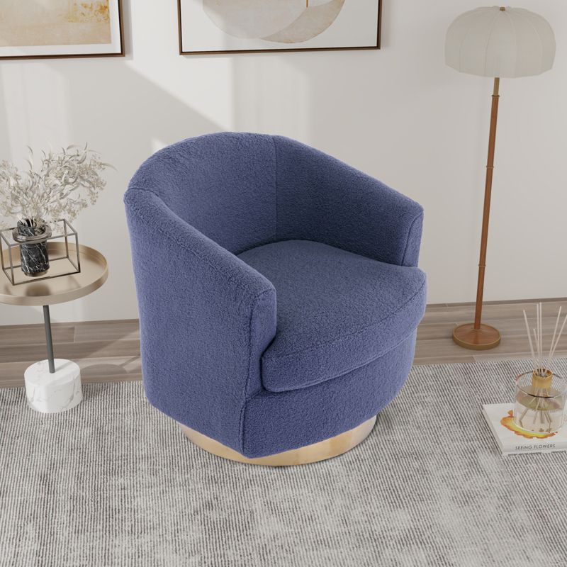 30.7" Modern Comfortable 360 Degree Swivel Accent Bucket Chair with Gold Stainless Steel Base - ModernLuxe, 3 of 13