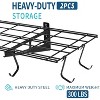 2Pcs Black Grid Wall Shelves, 800 lbs Industrial Steel Frame, Detachable Anti-Slip Storage Rack with Hooks for Garage, Kitchen, Utility Room& Laundry - 3 of 4