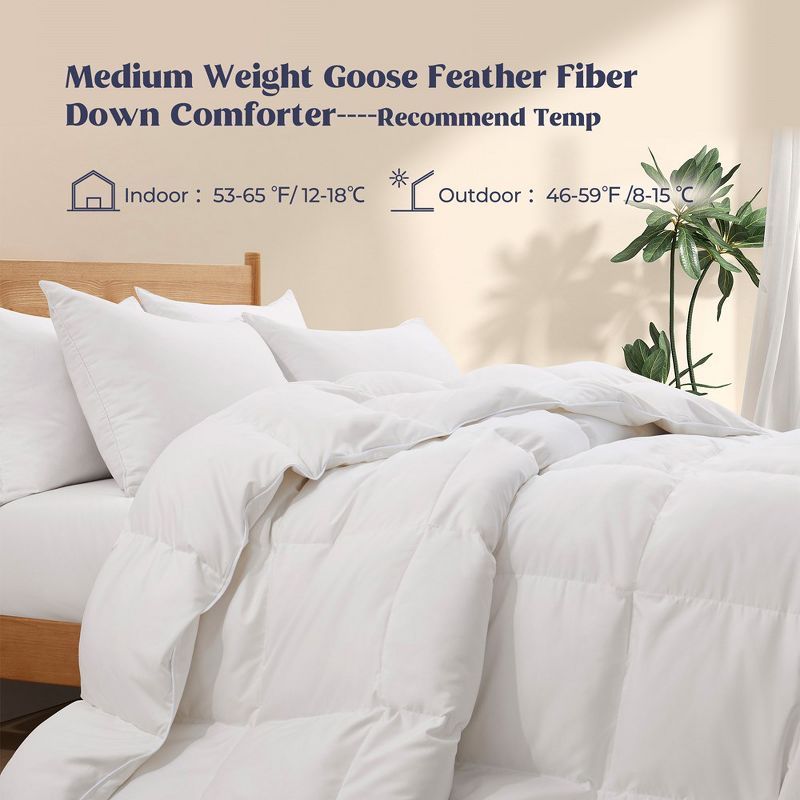 Peace Nest White Goose Down Comforter Duvet Insert Soft 360 Thread Count Fabric, 2 of 9