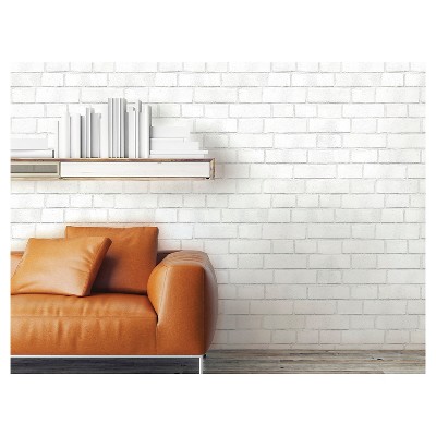 Textured Brick Peel &#38; Stick Wallpaper White - Threshold&#8482;