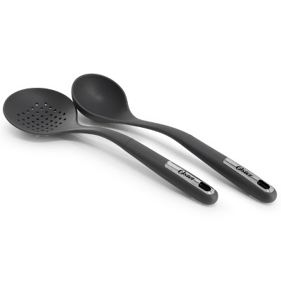 Oster Ridgecrest 2 Piece Silicone Kitchen Tool Skimmer and Ladle Set in Gray — фото 2