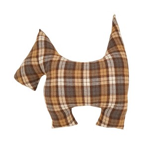 Saro Lifestyle Plaid Scotty Dog Poly Filled Throw Pillow, 21"x21"x4", Brown - 1 of 2