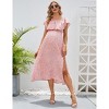 BLUEMING Maternity Sundress Flounce Elastic Neckline Dress Thigh Slit Maxi A-Line Dress - 2 of 4