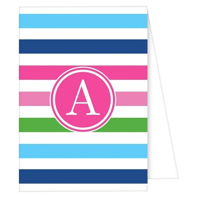 10ct Note Cards - Preppy Stripe Monogram - A