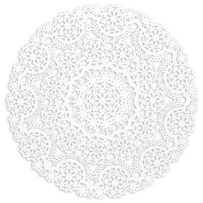 Juvale 200pc Round Medallion 12"White Disposable Paper Doilies Lace for Cake Dessert Display Décor