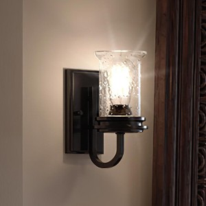 Urban Ambiance Luxury French Rustic Bath Vanity Light,  9.5"H x 4.75"W,  Midnight Black Finish, UHP3741 - 1 of 4