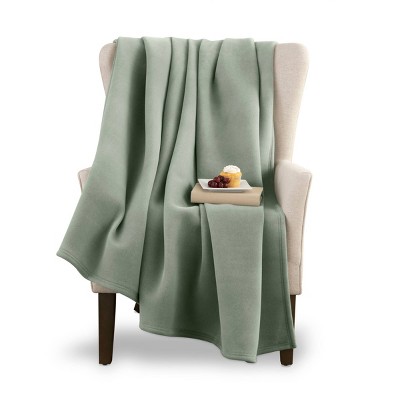 Luxurious Moss Green Fleece Full/Queen Blanket - Lightweight and Reversible