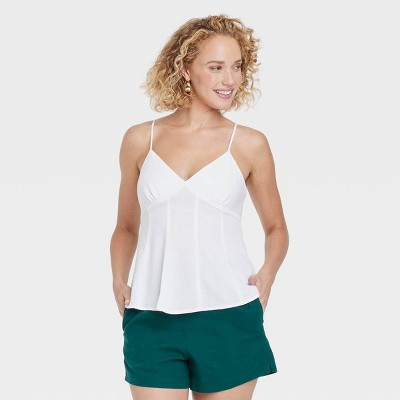 Women's Fit N Flare Linen Tank Top - A New Day™