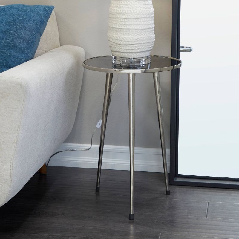 Contemporary Metal and Glass Accent Table with Tripod Base - Olivia & May, 2 of 6