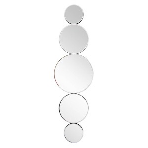 Howard Elliott 42"x12" Decorative Gradating Mirrored Disks Wall and Accent Mirror: Modern Style, Glass & Wood Frame, No Assembly Required - 1 of 4