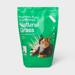Natural Grass Lightweight Clumping Low Dust Odor Control Unscented Cat Litter - 10lbs - up&up™ - 1 of 3