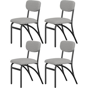 Dining Chair Set of 2, Upholstered Dining Chairs With Black Metal Legs, Farmhouse Kitchen Dining Chairs, Fabric Upholstered Side Chairs - 1 of 4