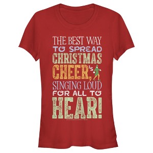 Juniors Womens Elf Christmas Sing For Cheer Quote T-Shirt - 1 of 3