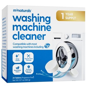 M3 Deep Cleaning Washing Machine Cleaner for Front & Top Load, 24 Fragrance-Free Washer Cleaner and Deodorizer, 1-Year Supply Septic Safe Tablets - 1 of 4