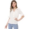 INSPIRE CHIC Women's Ruffle V Neck Puff Sleeve Summer Casual Chiffon Peasant Top - 3 of 4