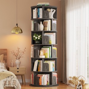 Aheaplus 6-tier Bookshelf for Home Office, 360 Rotating, Corner Bookcase - 1 of 4