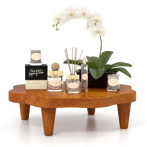 Tangkula 16" Flower-shaped Riser Board Teak Wood Pedestal Stand Farmhouse Plant Holder - 1 of 4