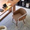 ARTPLAN Mid Century Modern Dining Chair, Faux Leather with Walnut,Uphoolsted Accent Arm Chair,Sitting Chair with Wooden Gold Metal feet - 3 of 4