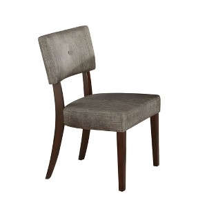 HomeRoots Set of Two Tufted Gray And Brown Upholstered Fabric Open Back Dining Side Chairs - 1 of 4